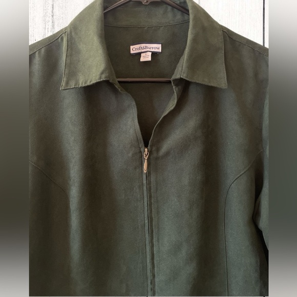 Croft & Barrow Hunter Green Microsuede Jacket Shacket Zipper Womens Size Large - Picture 2 of 6
